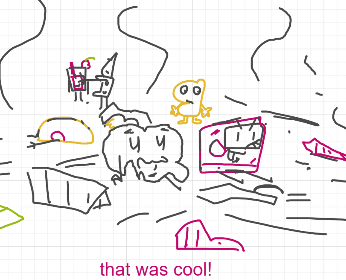 A panel from I've Been Everywhere, Man, episode nine of the Board Boards object show by Furretwalk/WalkingFurret.